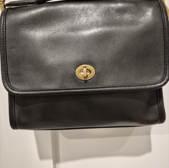 Vintage COACH Court Bag Old Coach Hand Bag Shoulder Bag Black Leather - Picture 9 of 16